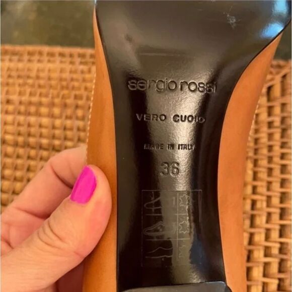 Sz 36 *Sergio Rossi* VeroCuoio Leather *Kitten Heels* Bow tie - Picture 4 of 11